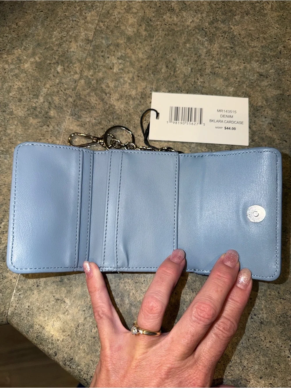 NWT Steve Madden Blue Quilted Card Case Keychain